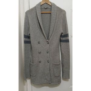 James perse women small shawl collar double Breasted sweater 100% cashmere gray